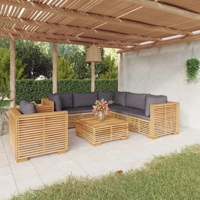 vidaXL 7 pcs conjunto lounge jardim c/ almofadões madeira teca maciça