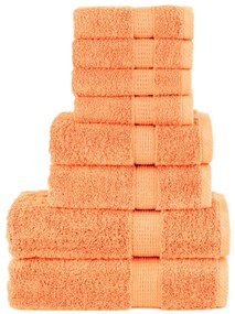 8pcs Conjunto toalhas banho premium SOLUND 600gsm laranja
