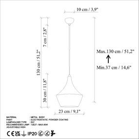 Candeeiro Suspenso Tom – Antiquation – Ø23 h:30 cm