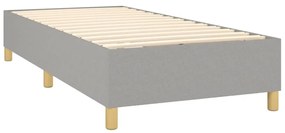 Cama box spring c/ colchão e LED 80x200 cm tecido cinza-claro