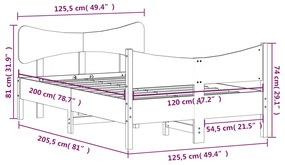 Estrutura cama c/ cabeceira 120x200cm pinho maciço castanho-mel