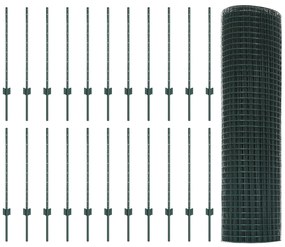 Cerca de Arame Soldado com 22 Postes em U Verde 0.8x50 m de Aço