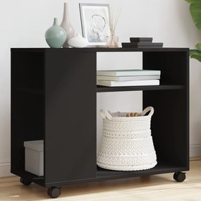 Mesa de apoio c/ rodas 70x35x60 cm derivados de madeira preto