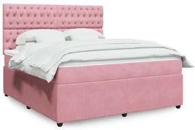 vidaXL Cama com molas/colchão 180x200 cm veludo rosa