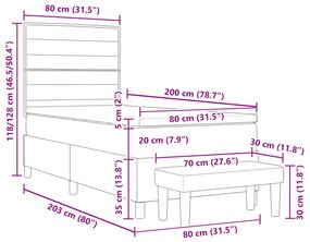 Cama Box Spring com Colchão &amp; Banco Azul 80x200 cm Tecido