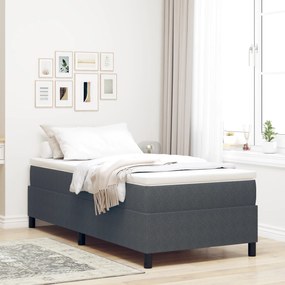 Cama Box Spring com Colchão Cinza Escuro Individual Tecido de Veludo C