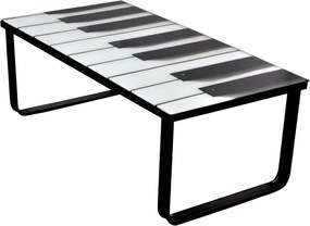 vidaXL Mesa de centro, tampo de vidro com impressão de piano