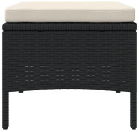 Sofá de jardim de 2 lugares com mesa e bancos vime PE preto