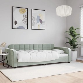 Sofá-cama 90x200 cm veludo cinzento-claro