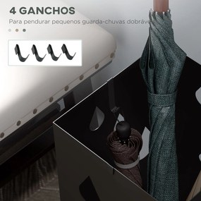 Suporte para Guarda-Chuvas Branco com 4 Gavetas e Bandeja de Gotejamen