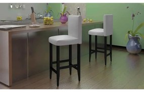 Bancos de bar 2 pcs couro artificial branco