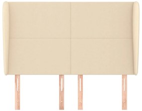 Cabeceira de cama c/ abas tecido 147x23x118/128 cm creme