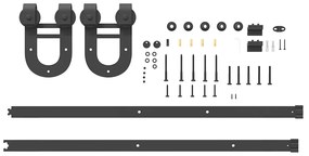 Kit de ferragens para porta deslizante 200 cm aço preto