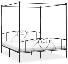 284439 vidaXL Estrutura de cama com dossel 200x200 cm metal preto