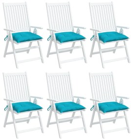 Almofadões para cadeira 6 pcs 40x40x7 cm tecido turquesa