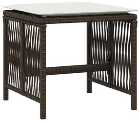 Bancos jardim com almofadões 4 pcs 41x41x36 cm vime PE castanho