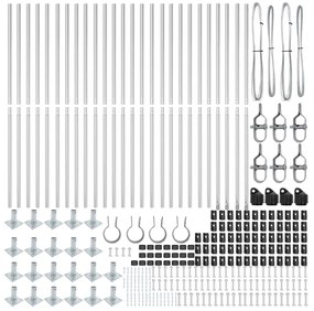 Postes de Cerca com Placas de Base - 26 pcs Ø32mm 68,5cm em Aço Galvan