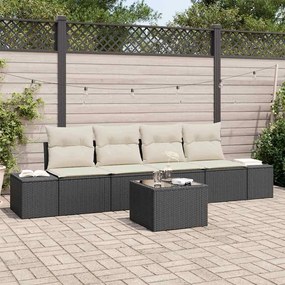 vidaXL Conjunto de Sofá de 5 Peças para Jardim com Almofadas Preto Rattan Sintético