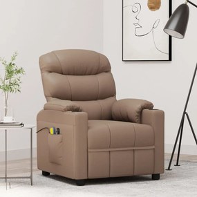 vidaXL Poltrona de massagens elevatória couro artificial cappuccino