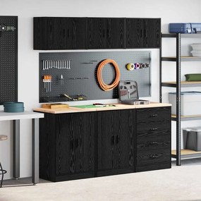 vidaXL Armários de garagem 6 pcs derivados de madeira preto