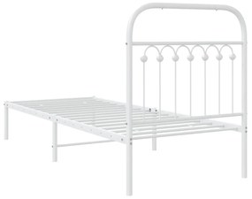 Estrutura de cama com cabeceira 75x190 cm metal branco