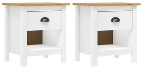 vidaXL Mesas cabeceira Hill 2 pcs 46x35x49,5cm pinho maciço