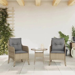 Cadeiras de jardim com almofadões 2 pcs vime PE bege misturado