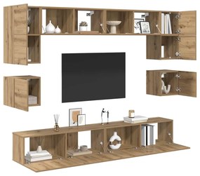 Conjunto de móvel de TV com prateleira 8 pcs carvalho artisiano