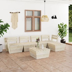 6 pcs conjunto lounge de paletes madeira de abeto impregnada