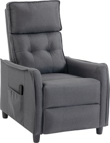 Poltrona Relax com Massagem Vibratória, Aparência de Linho, reclinável com Almofada de Molas, Apoio para Pés, Cinza