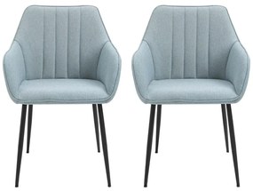 Conjunto de 2 Cadeiras Júcar Estofadas em Linho - Azul - Design Minima