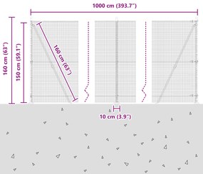 Cerca de Fios Soldados com 7 Postes Flangeados Cinza 1.5x10 m Aço