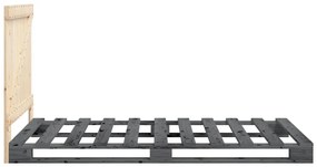 Estrutura de cama com cabeceira 100x200cm pinho maciço cinza