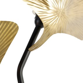 Candeeiro de mesa oriental em latão com preto 2 luzes - Louka