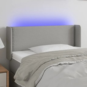 Cabeceira de cama c/ luzes LED tecido 83x16x78/88cm cinza-claro