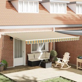 vidaXL Toldo Retrátil Verde e amarelo 450 × 300 cm Verde e amarelo
