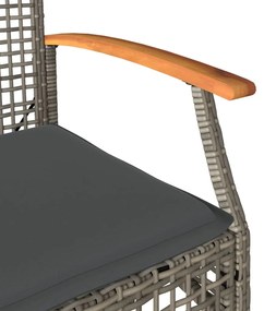 Conjunto de bistrô com almofadões 3 pcs vime PE e acácia cinza