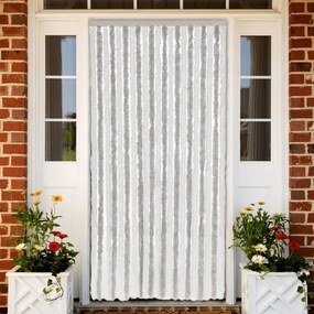 vidaXL Cortina anti-insetos 100x230cm chenille cinzento-claro e branco