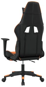 Cadeira gaming massagem c/ apoio pés couro artif. preto/laranja