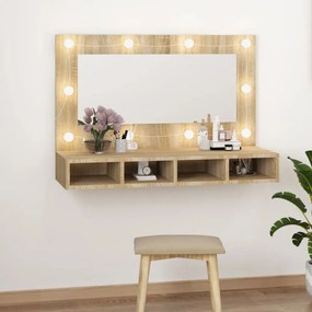 Toucador Natalie de Parede com Luzes LED - Carvalho - Design Moderno