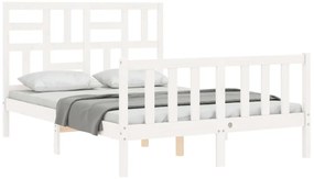 Cama sem colchão 120x200 cm madeira de pinho maciça branco