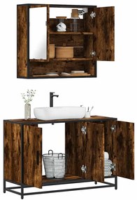 vidaXL 2 pcs conj. móveis casa de banho derivados madeira cor fumado