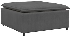 Sofá modular com pufes e almofadas cinzento-escuro