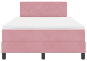 Cama Box Spring com Colchão Rosa 120x200 cm Veludo