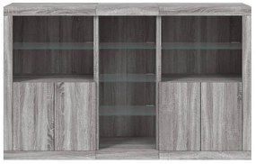 Aparador com luzes LED 162x37x100 cm cinzento sonoma