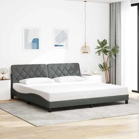 vidaXL Estrutura de cama sem colchão 200x200 cm tecido cinzento-escuro