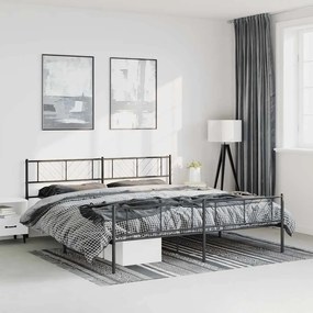 Estrutura de cama com cabeceira e pés 193x203 cm metal preto