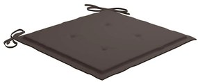 Cadeiras de jardim c/ almofadões cinza-acast. 8 pcs teca maciça