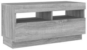 Conjunto móveis de TV 3 pcs c/ LEDs madeira sonoma cinzento