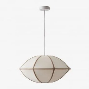 Lâmpada De Teto Suspensa Em Linho Patraix Branco & Trigo Castanho Ø50 Cm - ↑25 Cm Patraix - Sklum